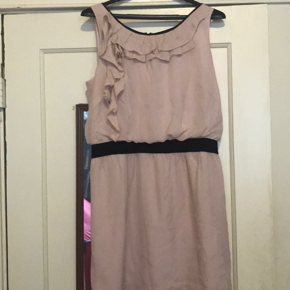 Pink and black ruffle LOFT dress